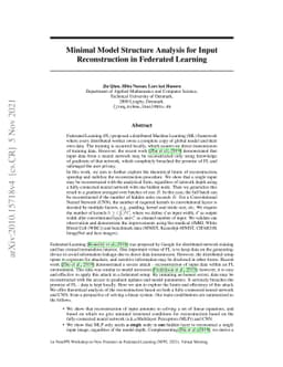 Minimal Model Structure Analysis for Input Reconstruction in Federated
  Learning