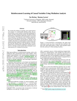 Reinforcement Learning of Causal Variables Using Mediation Analysis