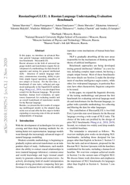 RussianSuperGLUE: A Russian Language Understanding Evaluation Benchmark
