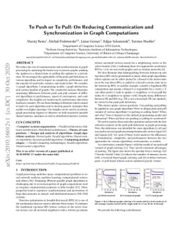 To Push or To Pull: On Reducing Communication and Synchronization in
  Graph Computations