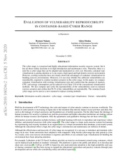 Evaluation of vulnerability reproducibility in container-based Cyber
  Range