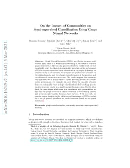 On the Impact of Communities on Semi-supervised Classification Using
  Graph Neural Networks