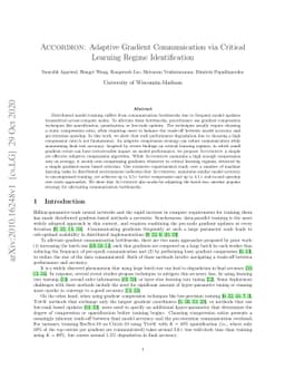 Accordion: Adaptive Gradient Communication via Critical Learning Regime
  Identification