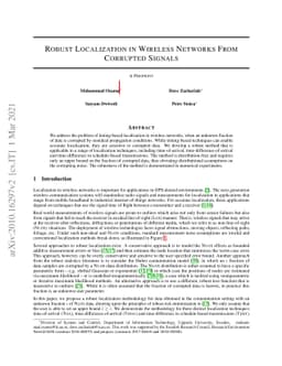 Robust Localization in Wireless Networks From Corrupted Signals