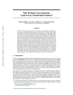 Why Do Better Loss Functions Lead to Less Transferable Features?