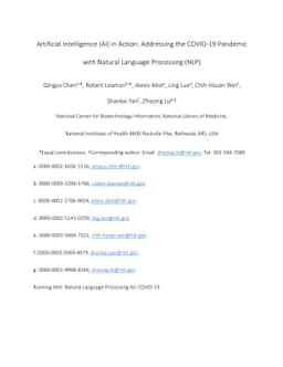 Artificial Intelligence (AI) in Action: Addressing the COVID-19 Pandemic
  with Natural Language Processing (NLP)