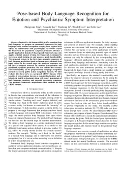 Pose-based Body Language Recognition for Emotion and Psychiatric Symptom
  Interpretation