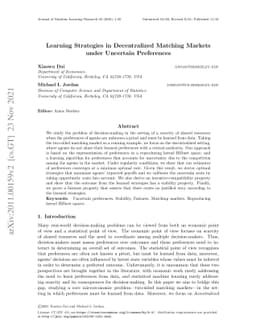 Learning Strategies in Decentralized Matching Markets under Uncertain
  Preferences