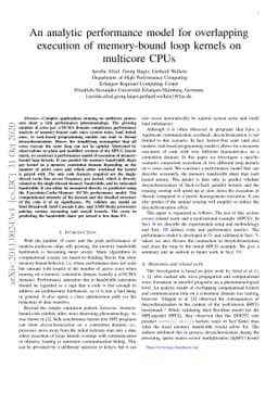 An analytic performance model for overlapping execution of memory-bound
  loop kernels on multicore CPUs