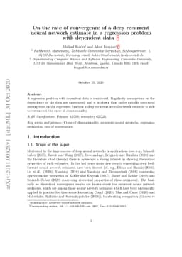 On the rate of convergence of a deep recurrent neural network estimate
  in a regression problem with dependent data
