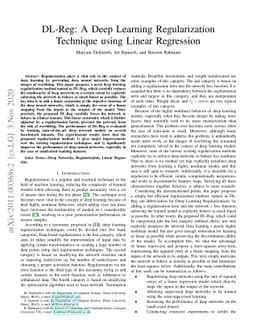 DL-Reg: A Deep Learning Regularization Technique using Linear Regression