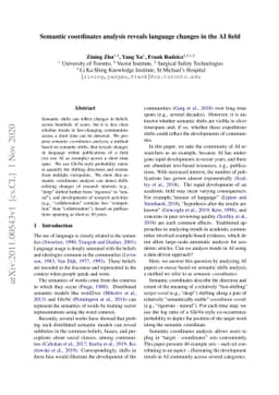 Semantic coordinates analysis reveals language changes in the AI field