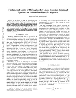 Fundamental Limits of Obfuscation for Linear Gaussian Dynamical Systems:
  An Information-Theoretic Approach