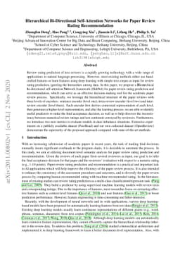 Hierarchical Bi-Directional Self-Attention Networks for Paper Review
  Rating Recommendation
