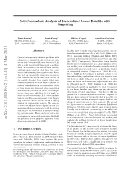 Self-Concordant Analysis of Generalized Linear Bandits with Forgetting