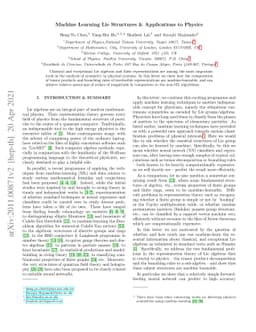 Machine Learning Lie Structures & Applications to Physics