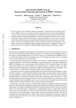 How Far Does BERT Look At:Distance-based Clustering and Analysis of
  BERT$'$s Attention