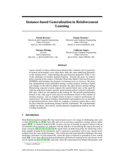 Instance based Generalization in Reinforcement Learning