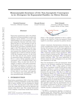 Homeomorphic-Invariance of EM: Non-Asymptotic Convergence in KL
  Divergence for Exponential Families via Mirror Descent