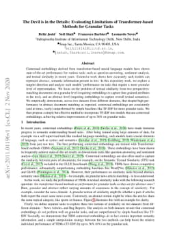 The Devil is in the Details: Evaluating Limitations of Transformer-based
  Methods for Granular Tasks