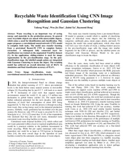 Recyclable Waste Identification Using CNN Image Recognition and Gaussian
  Clustering