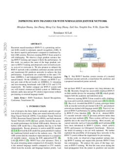 Improving RNN transducer with normalized jointer network