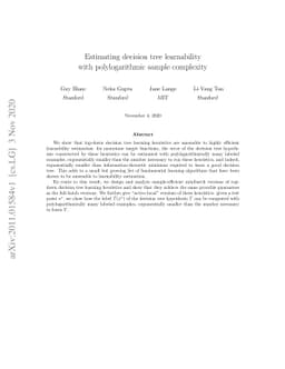 Estimating decision tree learnability with polylogarithmic sample
  complexity
