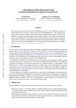 A Benchmark of Rule-Based and Neural Coreference Resolution in Dutch
  Novels and News