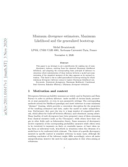 Minimum divergence estimators, Maximum Likelihood and the generalized
  bootstrap