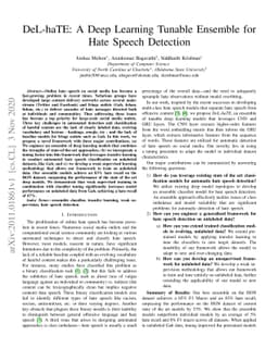 DeL-haTE: A Deep Learning Tunable Ensemble for Hate Speech Detection