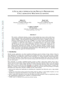 A Scalable Approach for Privacy-Preserving Collaborative Machine
  Learning