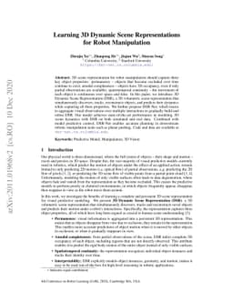 Learning 3D Dynamic Scene Representations for Robot Manipulation
