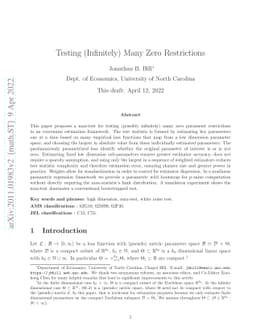 Testing (Infinitely) Many Zero Restrictions
