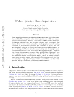 EAdam Optimizer: How $ε$ Impact Adam