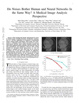 Do Noises Bother Human and Neural Networks In the Same Way? A Medical
  Image Analysis Perspective