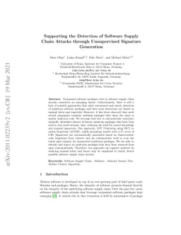Supporting the Detection of Software Supply Chain Attacks through
  Unsupervised Signature Generation