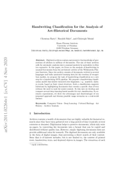 Handwriting Classification for the Analysis of Art-Historical Documents