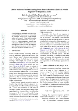Offline Reinforcement Learning from Human Feedback in Real-World
  Sequence-to-Sequence Tasks