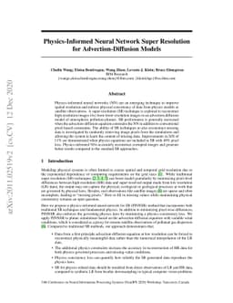 Physics-Informed Neural Network Super Resolution for Advection-Diffusion
  Models