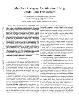 Merchant Category Identification Using Credit Card Transactions