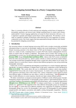 Investigating Societal Biases in a Poetry Composition System