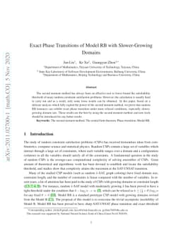 Exact Phase Transitions of Model RB with Slower-Growing Domains