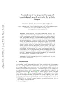 An analysis of the transfer learning of convolutional neural networks
  for artistic images