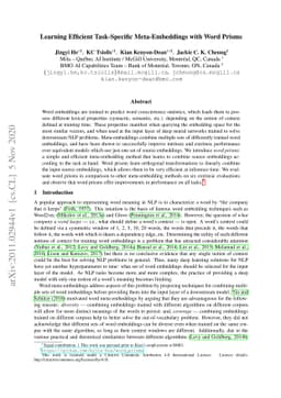 Learning Efficient Task-Specific Meta-Embeddings with Word Prisms