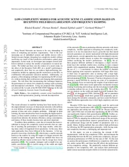 Low-Complexity Models for Acoustic Scene Classification Based on
  Receptive Field Regularization and Frequency Damping