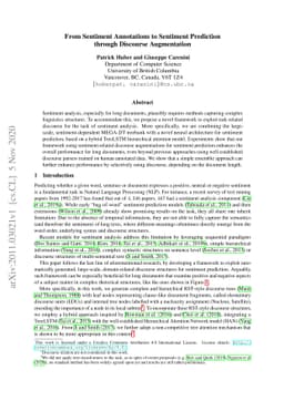 From Sentiment Annotations to Sentiment Prediction through Discourse
  Augmentation