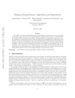 Minimax Group Fairness: Algorithms and Experiments