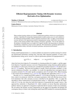 Efficient Hyperparameter Tuning with Dynamic Accuracy Derivative-Free
  Optimization