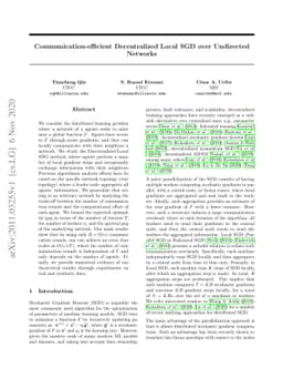Communication-efficient Decentralized Local SGD over Undirected Networks