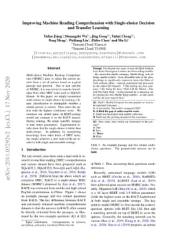 Improving Machine Reading Comprehension with Single-choice Decision and
  Transfer Learning